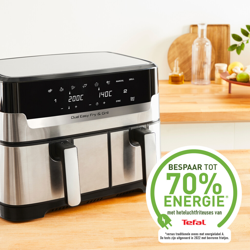Tefal Dual Easy Fry & Grill Easy Fry & Grill Dual EY905D air fryer met dubbele lades - 8 programma's - 5,2 L + 3,1 L - Afbeelding 3
