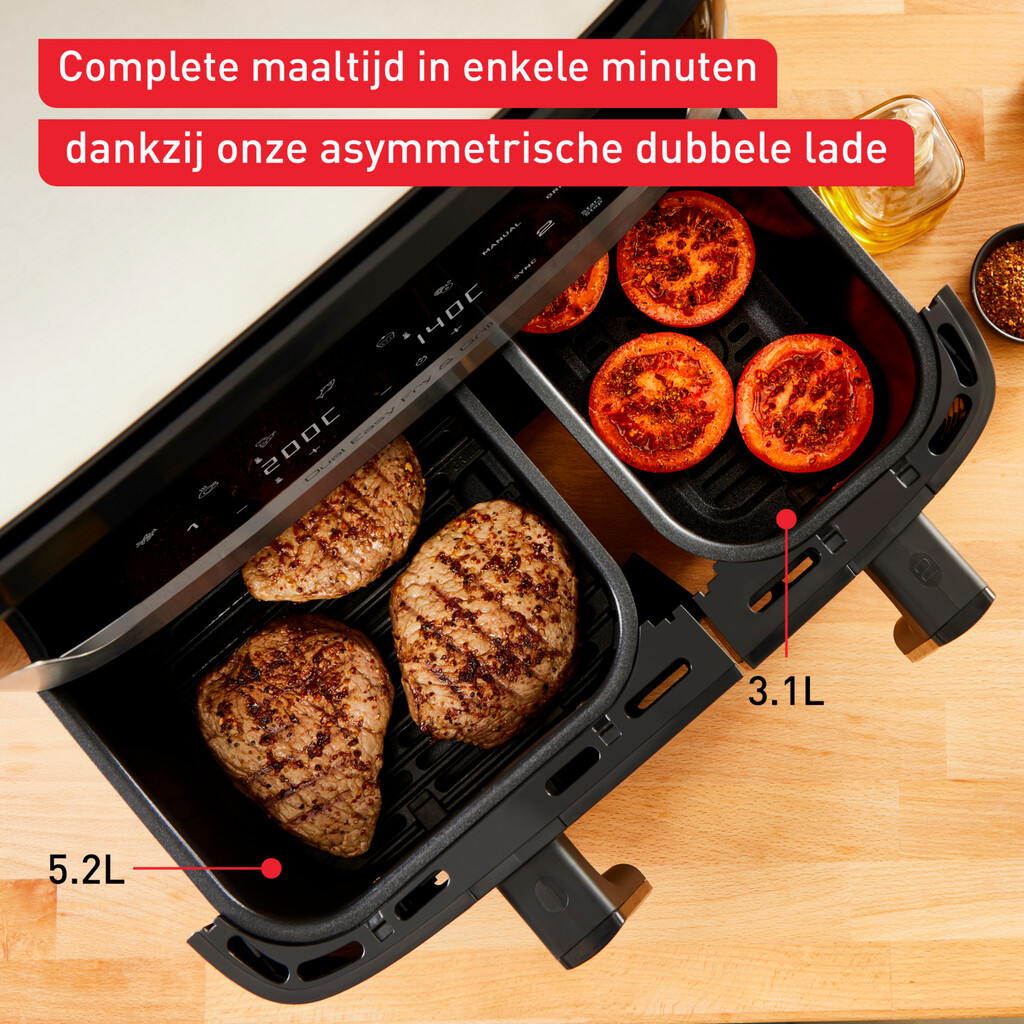 Tefal Dual Easy Fry & Grill Easy Fry & Grill Dual EY905D air fryer met dubbele lades - 8 programma's - 5,2 L + 3,1 L - Afbeelding 4