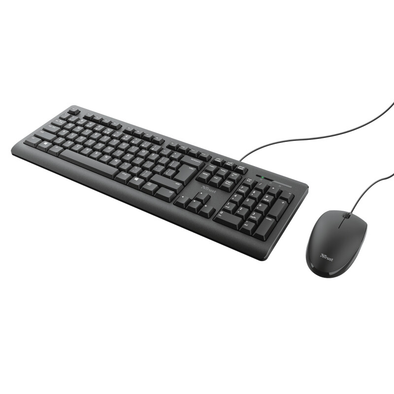 Trust Primo Toetsenbord en Muis Set - Bedrade desktopset – Belgische AZERTY-indeling – Full-size toetsenbord – Zwart - Afbeelding 7