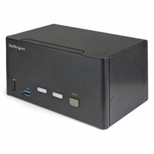 StarTech.com 2 Port Triple Monitor KVM HDMI Switch, 4K 60Hz Ultra HD HDR, Desktop Hub 4K HDMI 2.0 KVM Schakelaar met 2x USB 3.0