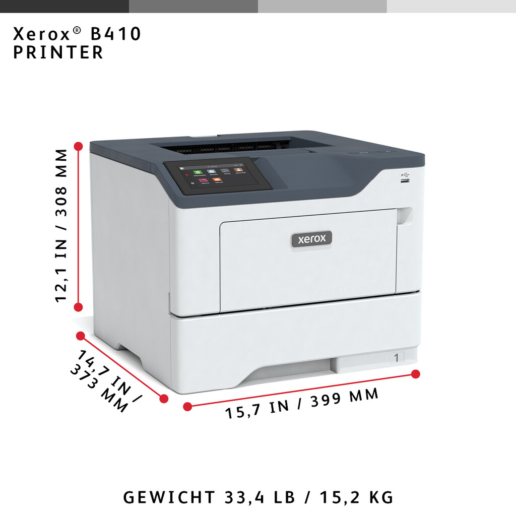 Xerox B410 A4 47 ppm draadloze dubbelzijdige printer PS3 PCL5e/6 2 laden totaal 650 vel - Afbeelding 12