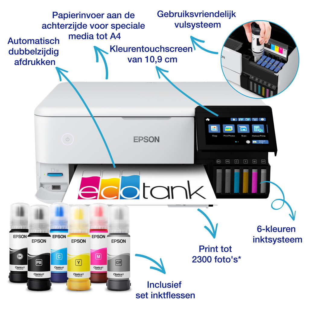 Epson EcoTank ET-8500 A4 Wi-Fi-fotoprinter met inkttank - Afbeelding 20