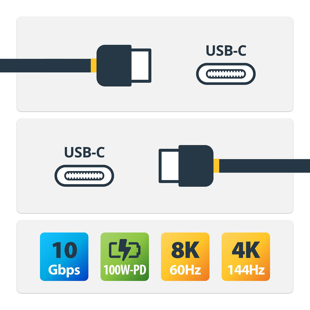 StarTech.com 50cm USB-C Kabel, Vergrendelbaar met Topschroef, USB 10Gbps, 100W (5A) Power Delivery, 8K 60Hz / 4K 144Hz DP Alt Mo - Afbeelding 8