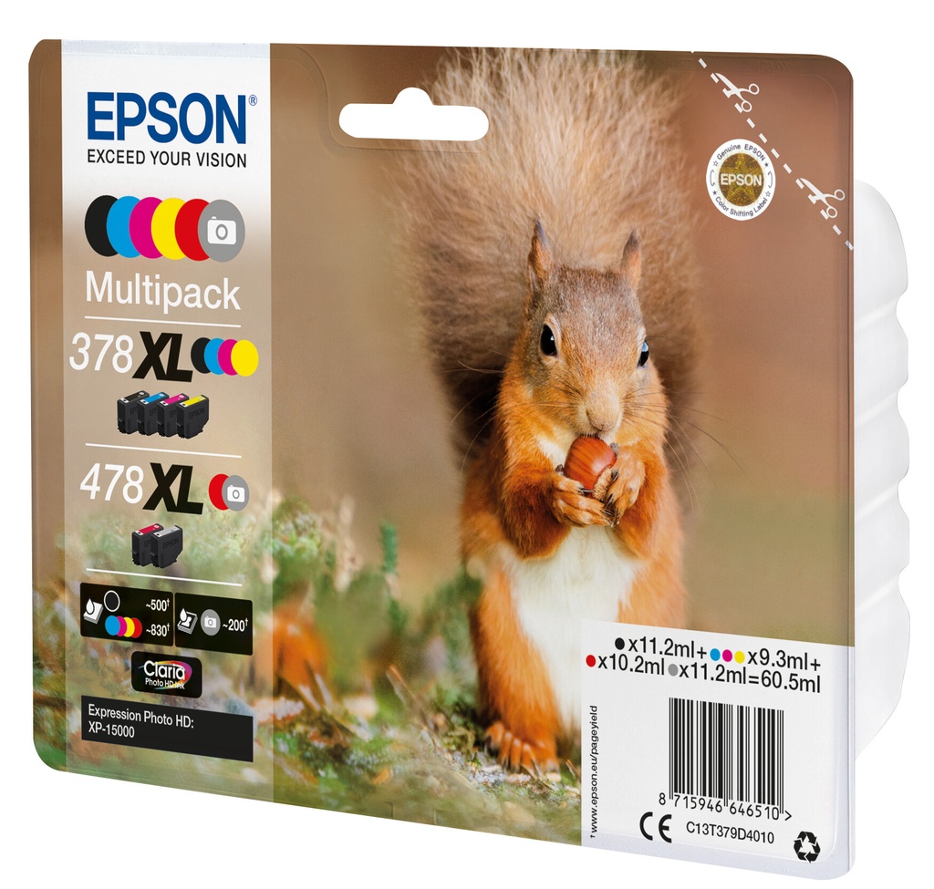 Epson Squirrel Multipack 6-colours 378XL / 478XL Claria Photo HD Ink - Afbeelding 2