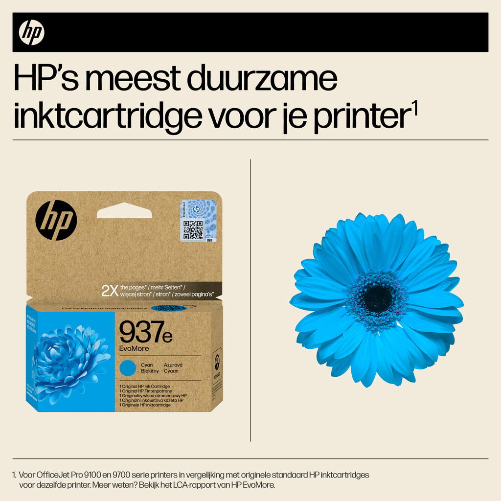 HP 937e EvoMore originele cyaan inktcartridge - Afbeelding 2