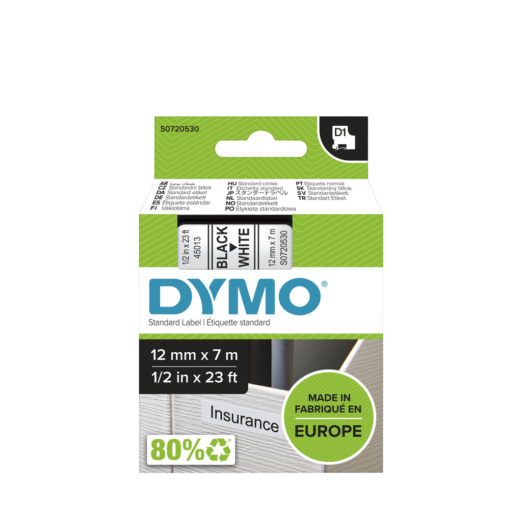 DYMO originele D1 labels | Zwarte Tekst op Wit Label | 12 mm x 7 m | Zelfklevende etiketten voor de LabelManager labelprinter | - Afbeelding 12
