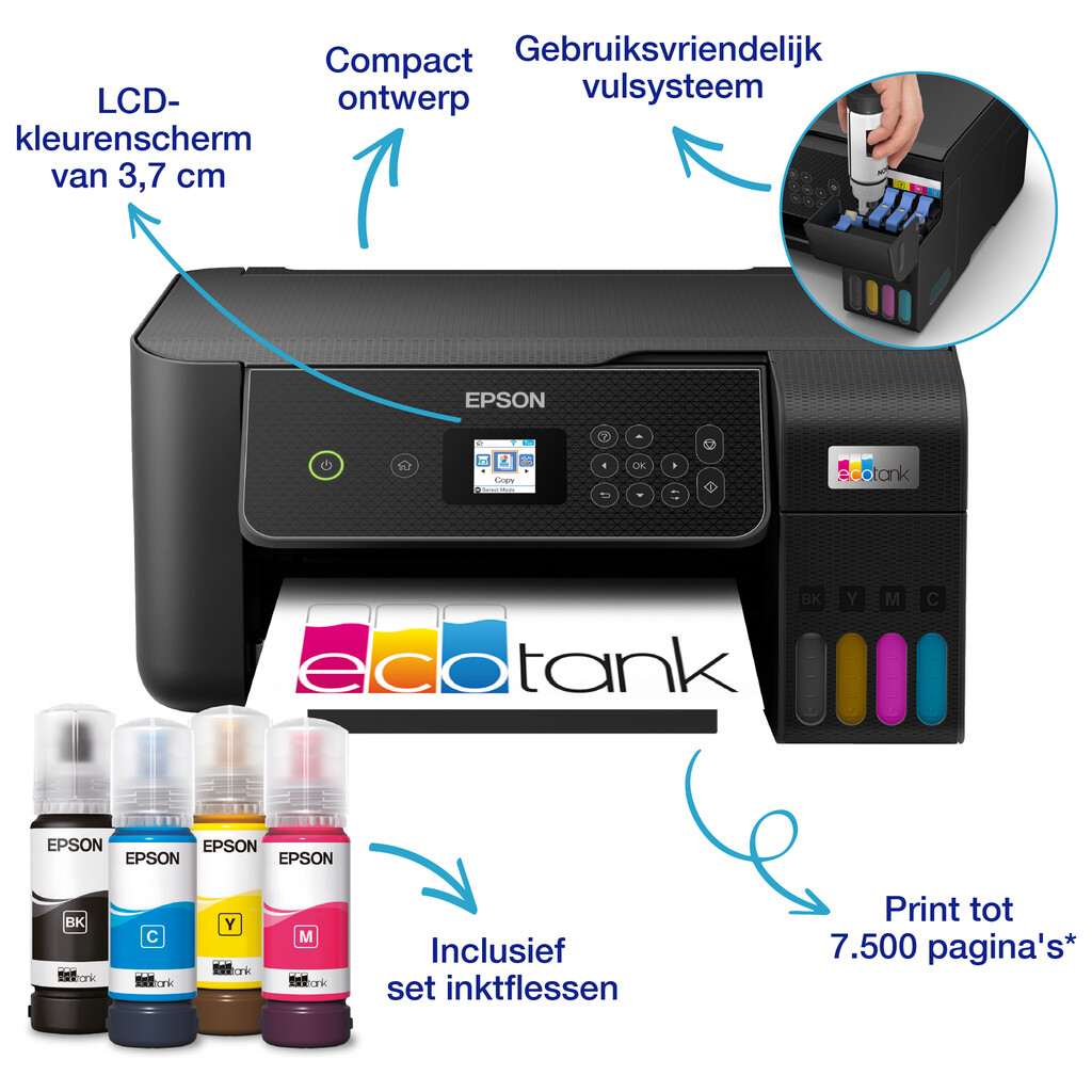 Epson EcoTank ET-2875 A4 multifunctionele Wi-Fi-printer met inkttank, inclusief tot 3 jaar inkt - Afbeelding 9