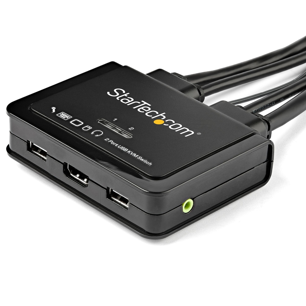 StarTech.com 2 Port HDMI KVM Switch - 4K 60Hz - Compacte Dual Port UHD/Ultra HD USB Desktop KVM Switch met geïntegreerde Kabels - Afbeelding 2