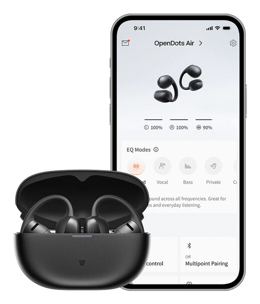 SHOKZ OpenDots Air Headset Draadloos Oorklem Gesprekken/Muziek/Sport/Elke dag Bluetooth Zwart - Afbeelding 2
