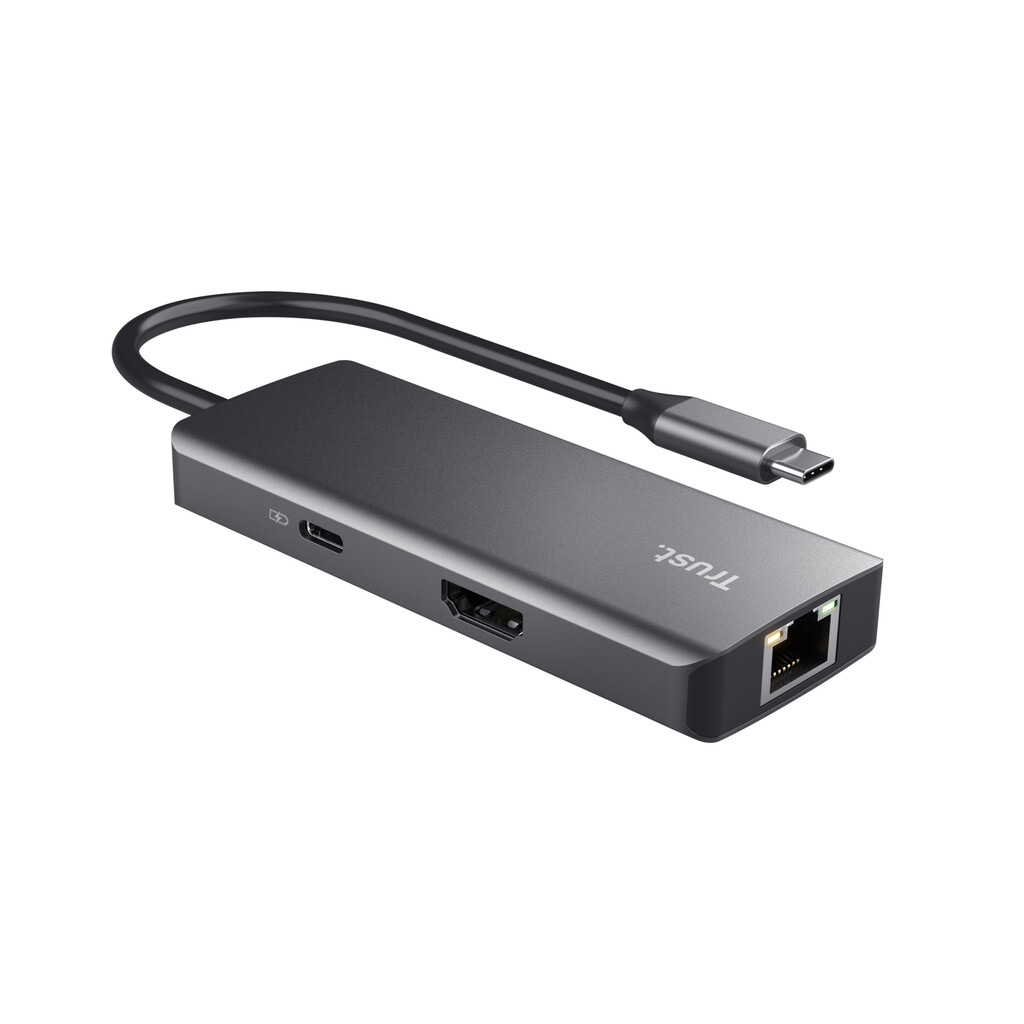 Trust Dalyx 6-in-1 USB-C Multiport Adapter – USB-C hub – Multiport adapter – Laptop docking adapter – 6 poorten – Zilver - Afbeelding 2