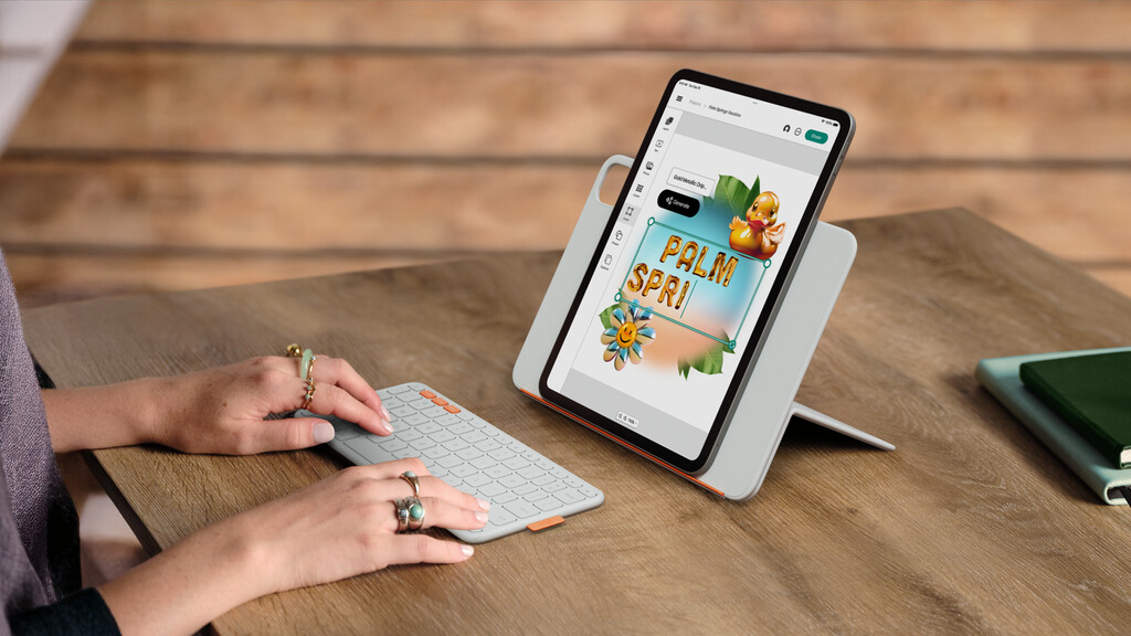Logitech Flip Folio QWERTZ Zwitsers Bluetooth Licht Grijs - Afbeelding 7