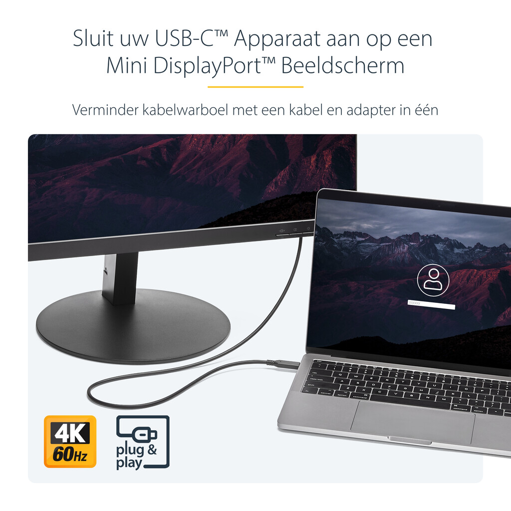 StarTech.com 1,8 m USB-C naar Mini DisplayPort-kabel - 4K 60Hz - zwart - Afbeelding 8