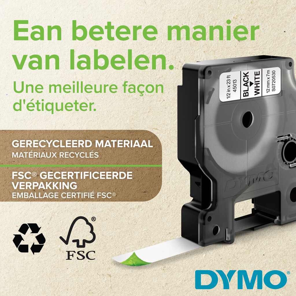 DYMO originele D1 labels | Zwarte Tekst op Doorzichtig Label | 12 mm x 7 m | zelfklevende etiketten voor de LabelManager labelp - Afbeelding 3