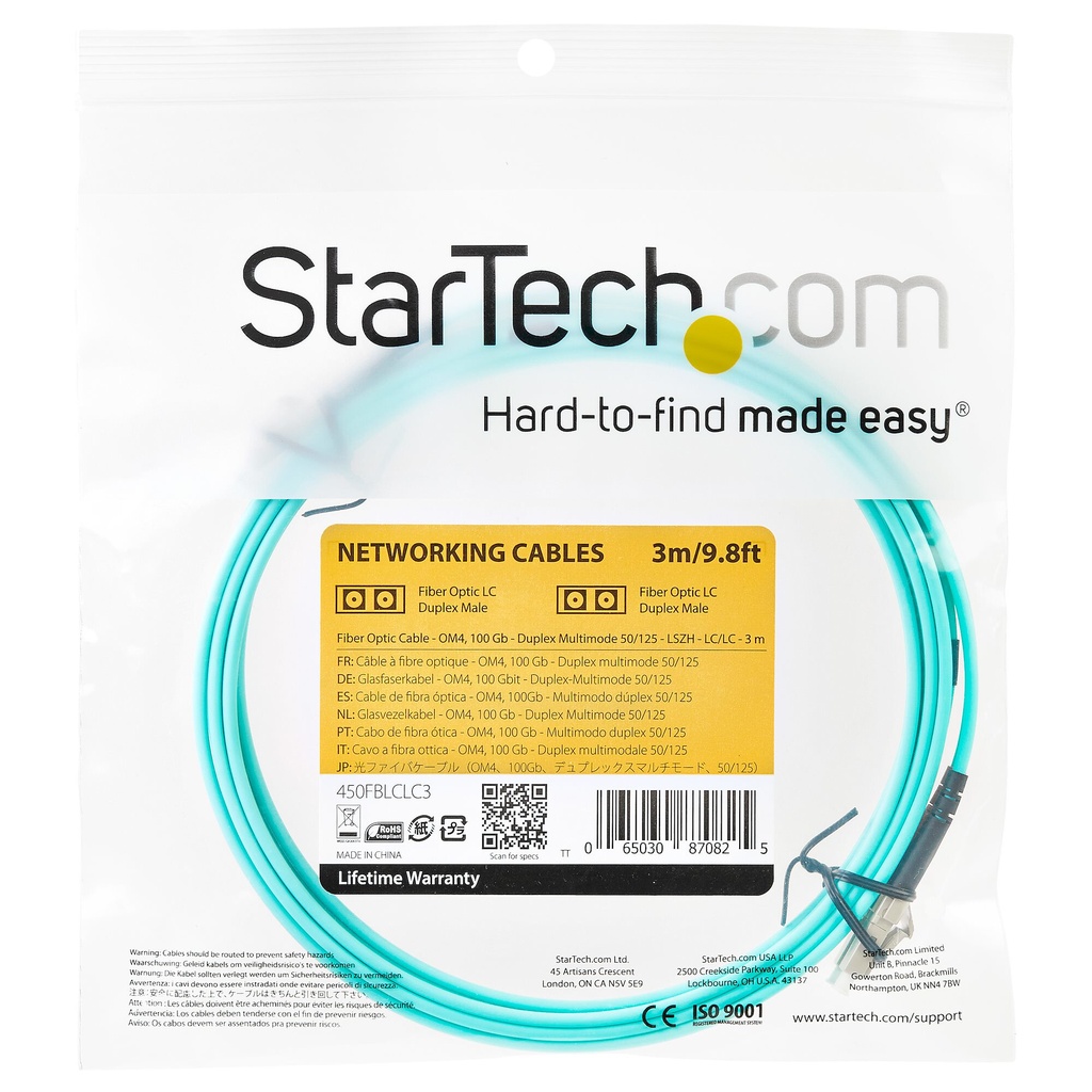 StarTech.com 3m LC/UPC naar LC/UPC OM4 Multimode Glasvezel Netwerkkabel, 50/125µm LOMMF/VCSEL Zipcord Fiber, 100G Netwerken, Low - Afbeelding 4