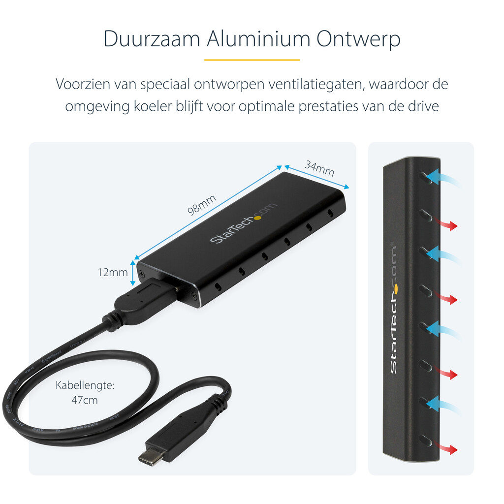 StarTech.com M.2 SSD behuizing voor M.2 SATA SSD - USB 3.1 (10Gbps) met USB-C kabel - Afbeelding 10
