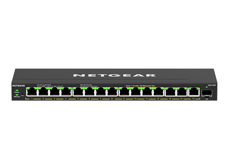 NETGEAR GS316EP Managed Gigabit Ethernet (10/100/1000) Power over Ethernet (PoE) Zwart - Afbeelding 2