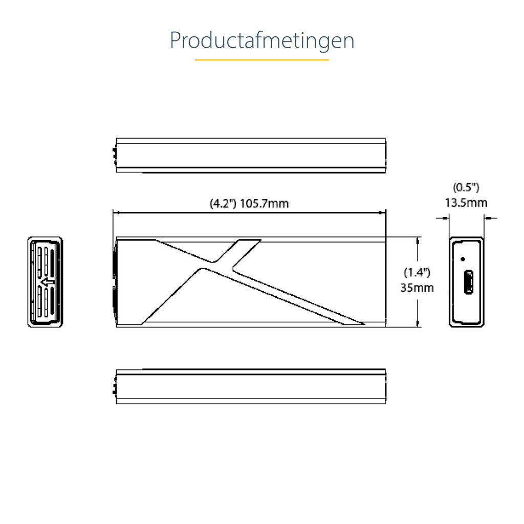StarTech.com USB-C 10Gbps naar M.2 NVMe or M.2 SATA SSD Behuizing, Gereedschaploze Externe M.2 PCIe/SATA NGFF SSD Aluminum Case, - Afbeelding 16
