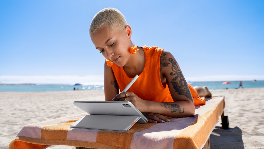 Logitech Flip Folio QWERTZ Zwitsers Bluetooth Licht Grijs - Afbeelding 9