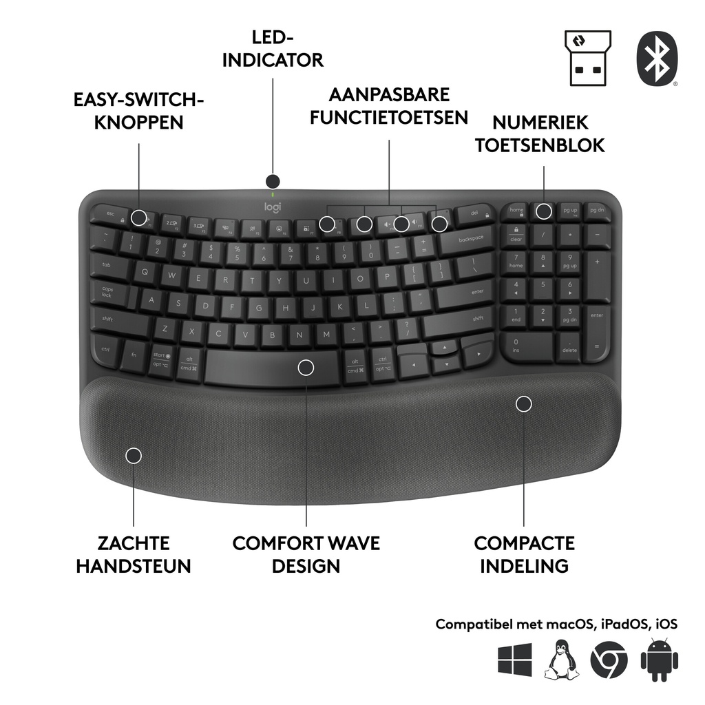 Logitech ERGO Wave Keys for Business Ergonomisch Toetsenbord - Afbeelding 6