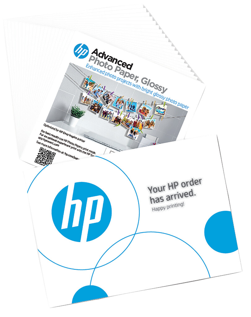 HP Advanced Photo Paper, Glossy, 65 lb, 5 x 5 in. (127 x 127 mm), 20 sheets