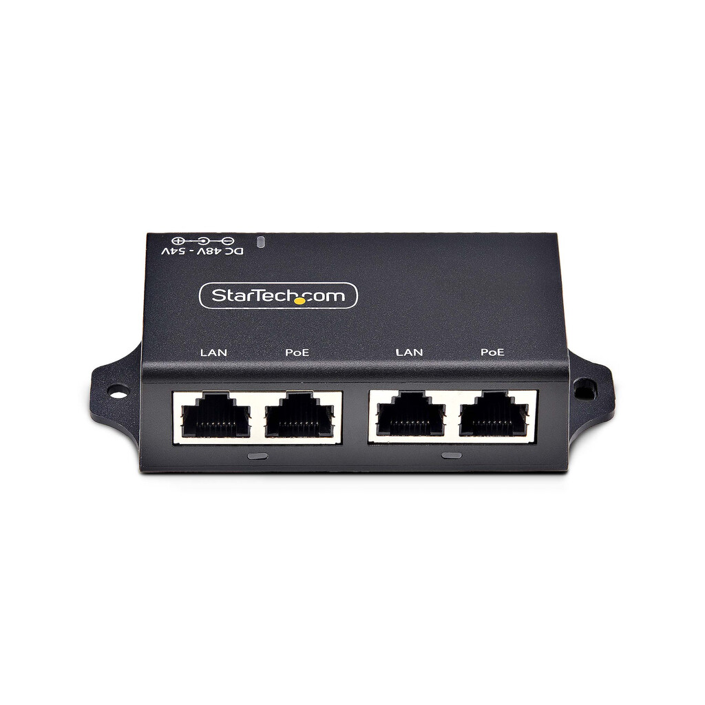 StarTech.com 2-Port Gigabit Midspan PoE+ Injector, 10/100/1000Mbps, PoE+ (802.3af/at), 30W, 1Gbps Ethernet, Wandmonteerbaar, Onb - Afbeelding 3