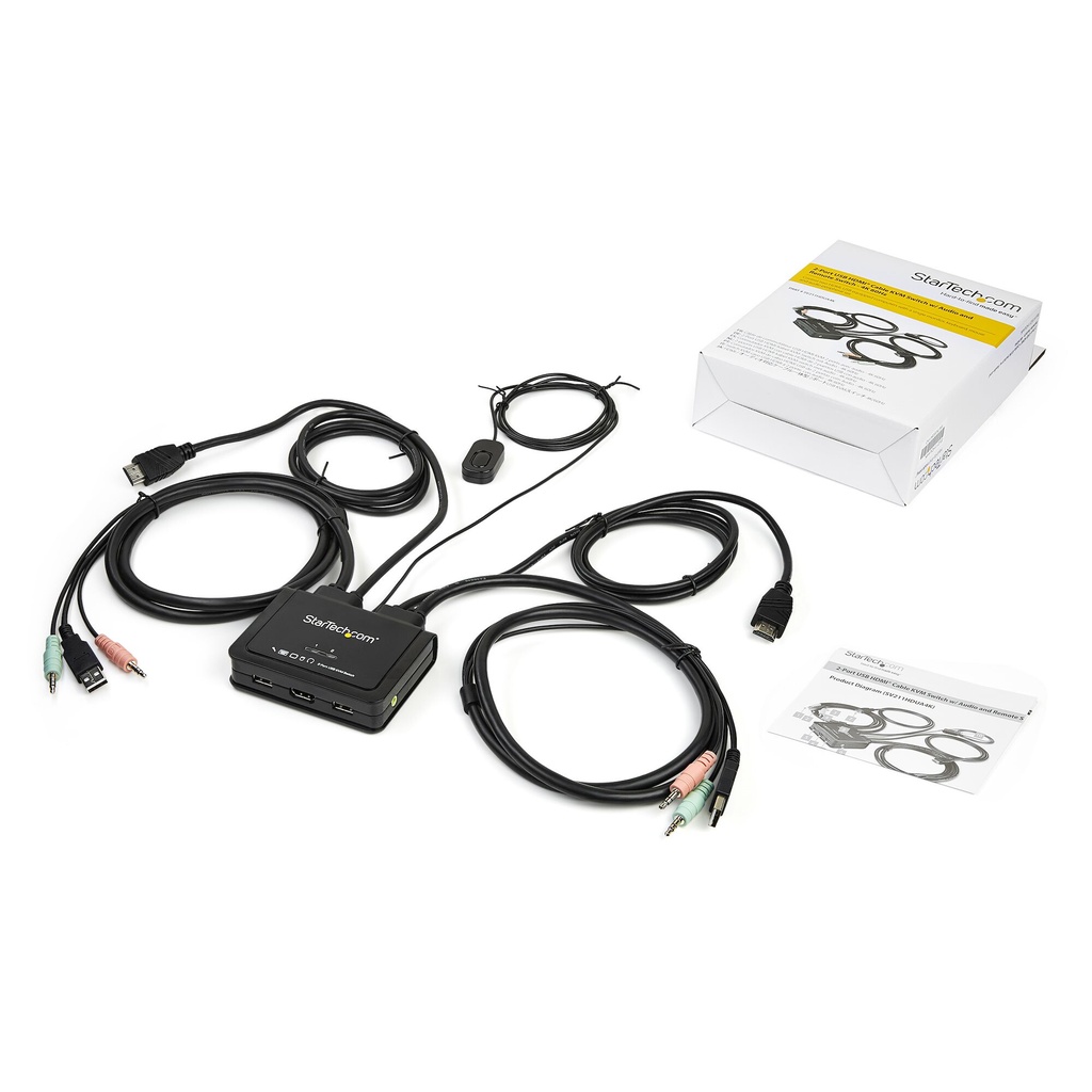 StarTech.com 2 Port HDMI KVM Switch - 4K 60Hz - Compacte Dual Port UHD/Ultra HD USB Desktop KVM Switch met geïntegreerde Kabels - Afbeelding 6
