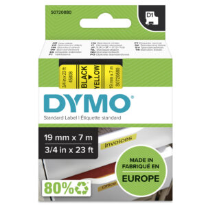 DYMO originele D1 labels | Zwarte Tekst op Geel Label | 19 mm x 7 m | Zelfklevende etiketten voor de LabelManager labelprinter