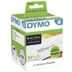 DYMO originele LabelWriter adreslabels | 28 mm x 89 mm | 2 rollen met elk 130 labels (260 zelfklevende etiketten) | Geschikt voo