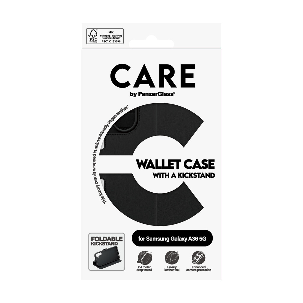 PanzerGlass CARE™ by ® Wallet Case w. Kickstand Samsung Galaxy A36 5G mobiele telefoon behuizingen 17 cm (6.7") Hoes Zwart - Afbeelding 4