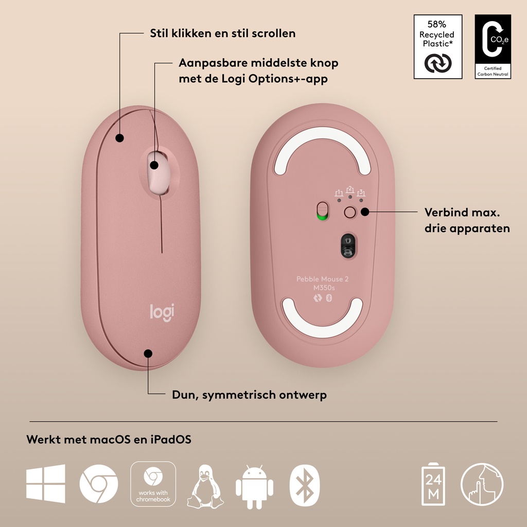 Logitech 910-007014 muis Reizen Ambidextrous RF-draadloos + Bluetooth Optisch 4000 DPI - Afbeelding 9