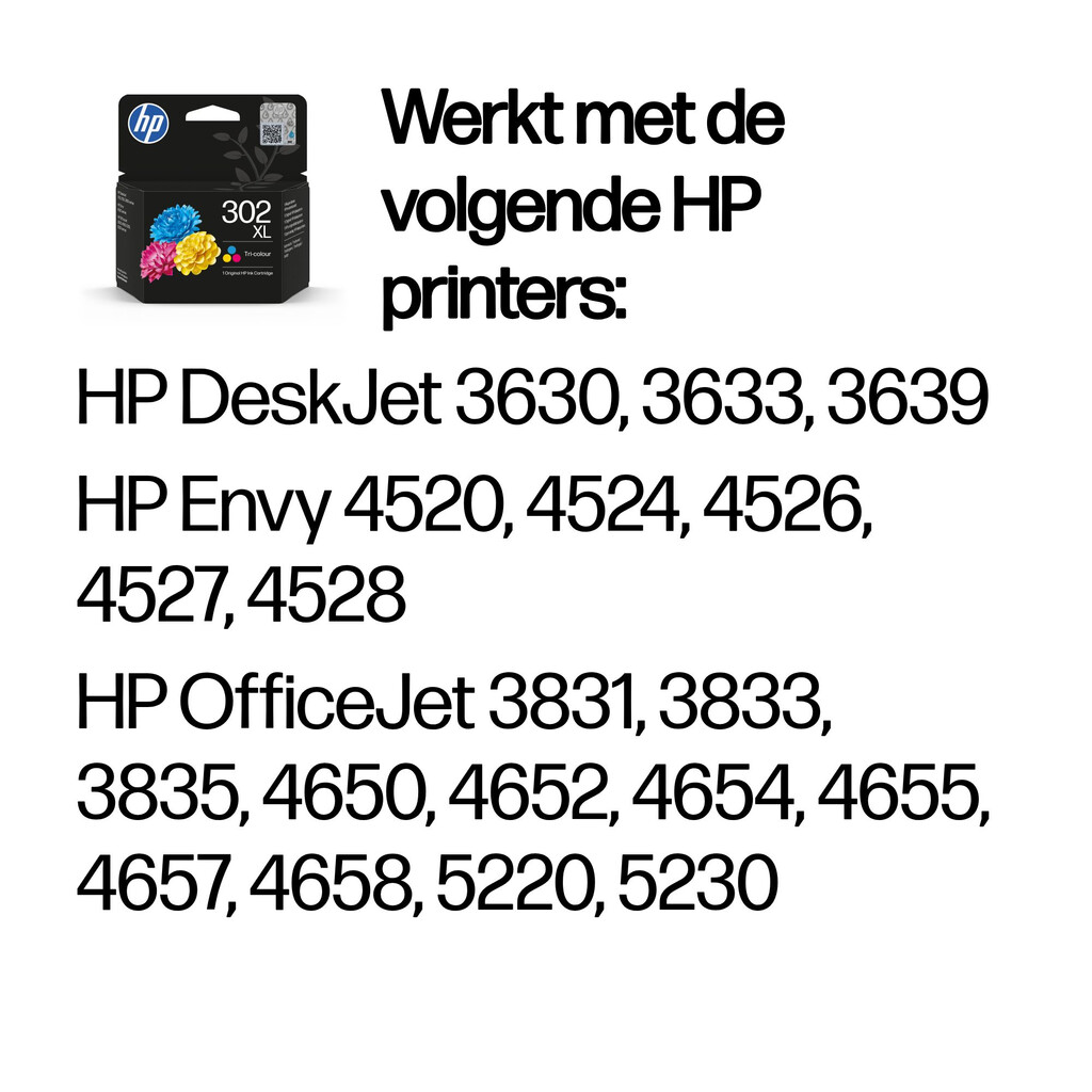 HP 302XL originele high-capacity drie-kleuren inktcartridge - Afbeelding 3