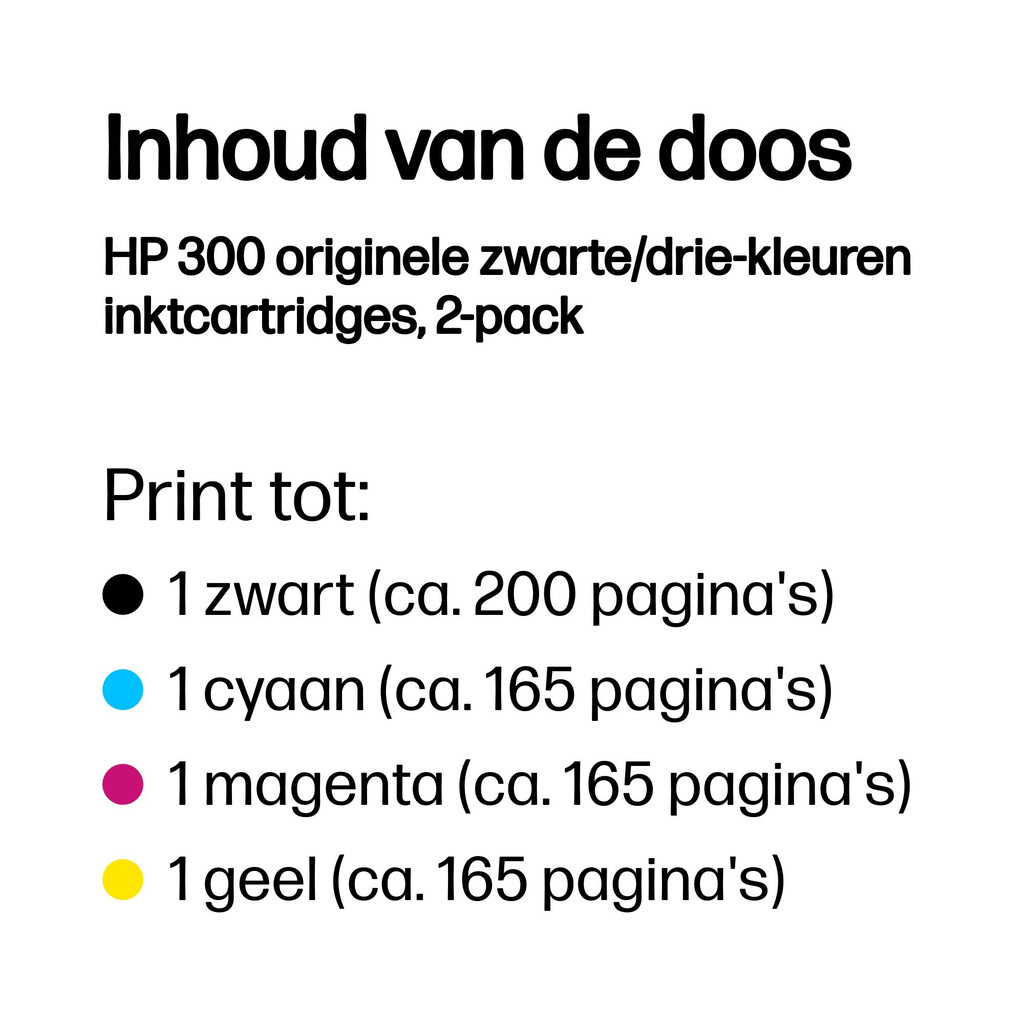 HP 300 originele zwarte/drie-kleuren inktcartridges, 2-pack - Afbeelding 3