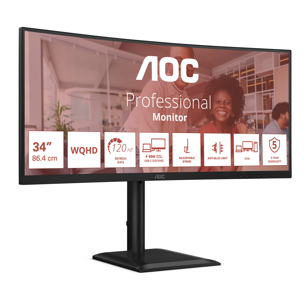 AOC E4 CU34E4CV computer monitor 86,4 cm (34") 3440 x 1440 Pixels UltraWide Quad HD LCD Zwart - Afbeelding 19