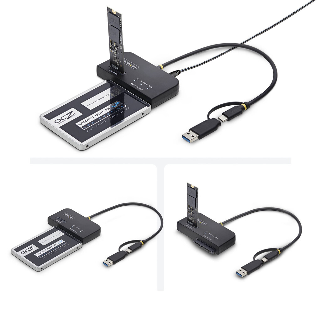 StarTech.com USB-C/USB-A naar M.2 NVMe en 2.5in/3.5in SATA Adapter, 10Gbps, Tool-Free Externe SSD Hard Drive Lezer, B+M/M-Key - Afbeelding 4