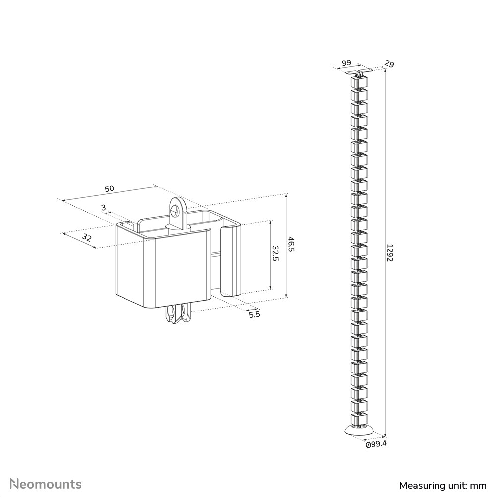 Neomounts ADS06-130WH Kabelgeleider - schroefbevestiging - universeel - Afbeelding 12