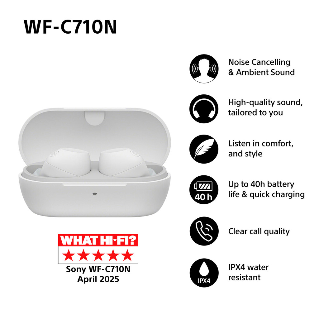 Sony U.K. WFC710NW.CE7 hoofdtelefoon/headset True Wireless Stereo (TWS) In-ear Muziek/Voor elke dag USB Type-C Bluetooth Wit - Afbeelding 4