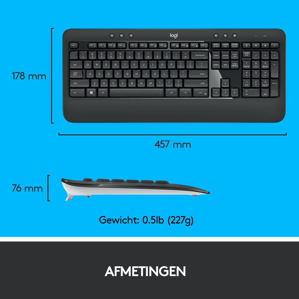 Logitech 920-008685 toetsenbord Inclusief muis Universeel RF Draadloos QWERTY US International Zwart - Afbeelding 23