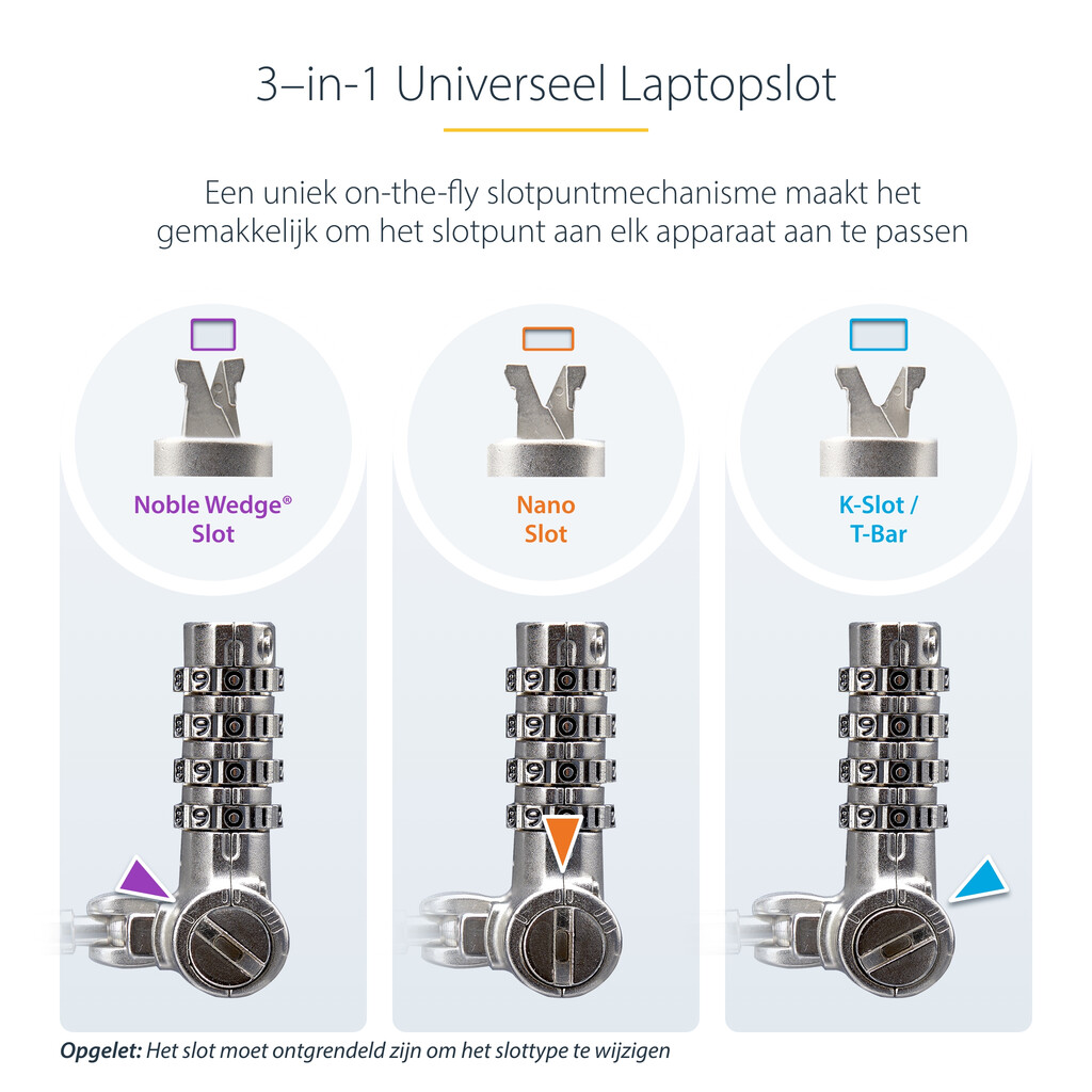 StarTech.com 25-Pack Universeel Laptop Kabelslot 2m, Security Kabel met Gedeelde Sleutel, Compatibel met Noble Wedge®/Nano/K - Afbeelding 15