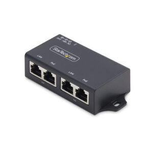 StarTech.com 2-Port Gigabit Midspan PoE+ Injector, 10/100/1000Mbps, PoE+ (802.3af/at), 30W, 1Gbps Ethernet, Wandmonteerbaar, Onb