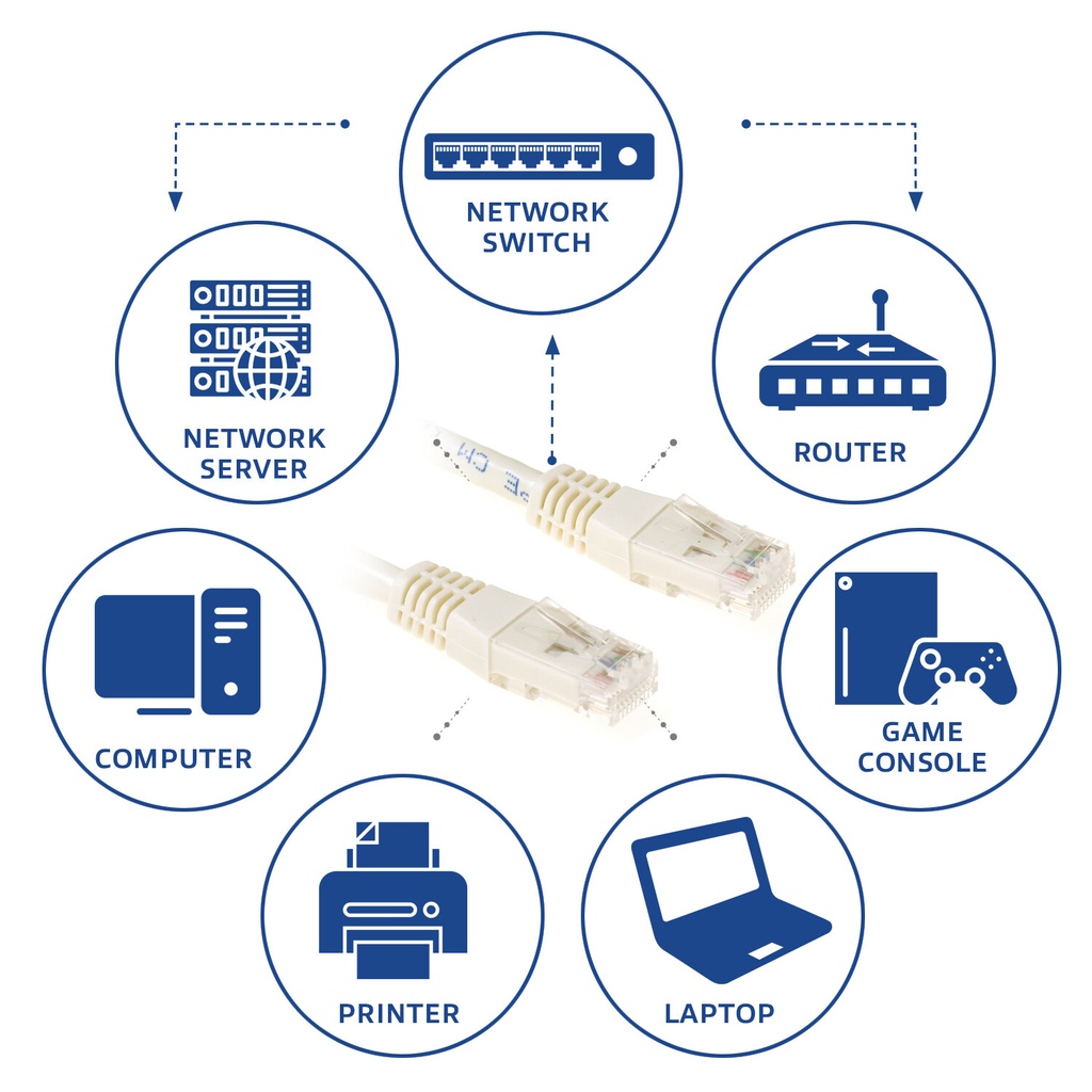 ACT Ivoor 0,5 meter U/UTP CAT6 patchkabel met RJ45 connectoren - Afbeelding 3
