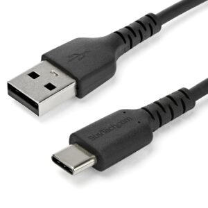 StarTech.com 2m USB-A naar USB-C Laadkabel, Robuuste Fast Charge & Sync Kabel, 3A, USB 2.0, TPE Mantel en Aramidevezels - Zwart
