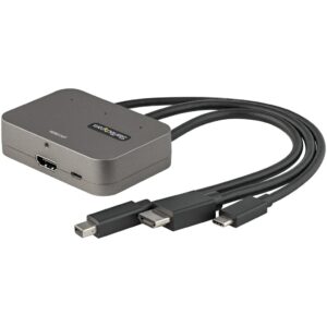 StarTech.com 3-in-1 Multiport naar HDMI Adapter - 4K 60Hz USB-C, HDMI of Mini DisplayPort naar HDMI Converter voor Vergaderzaal