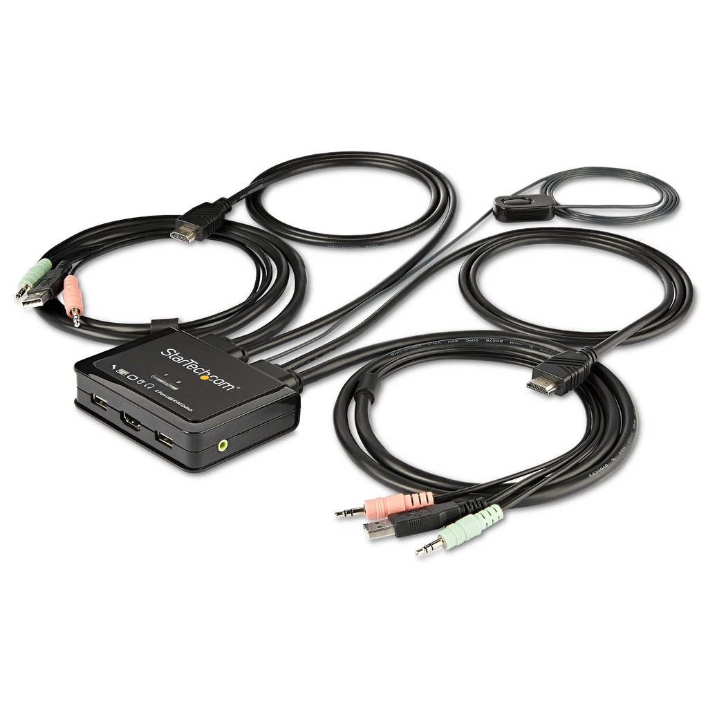 StarTech.com 2 Port HDMI KVM Switch - 4K 60Hz - Compacte Dual Port UHD/Ultra HD USB Desktop KVM Switch met geïntegreerde Kabels