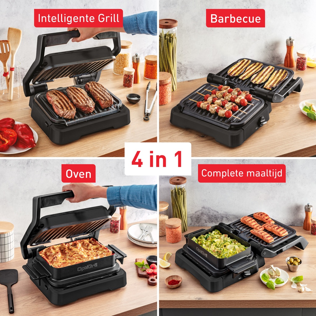 Tefal OptiGrill 4in1 OptiGrill 4-in-1 GC7748 intelligent grill voor complete maaltijden zwart - Afbeelding 2