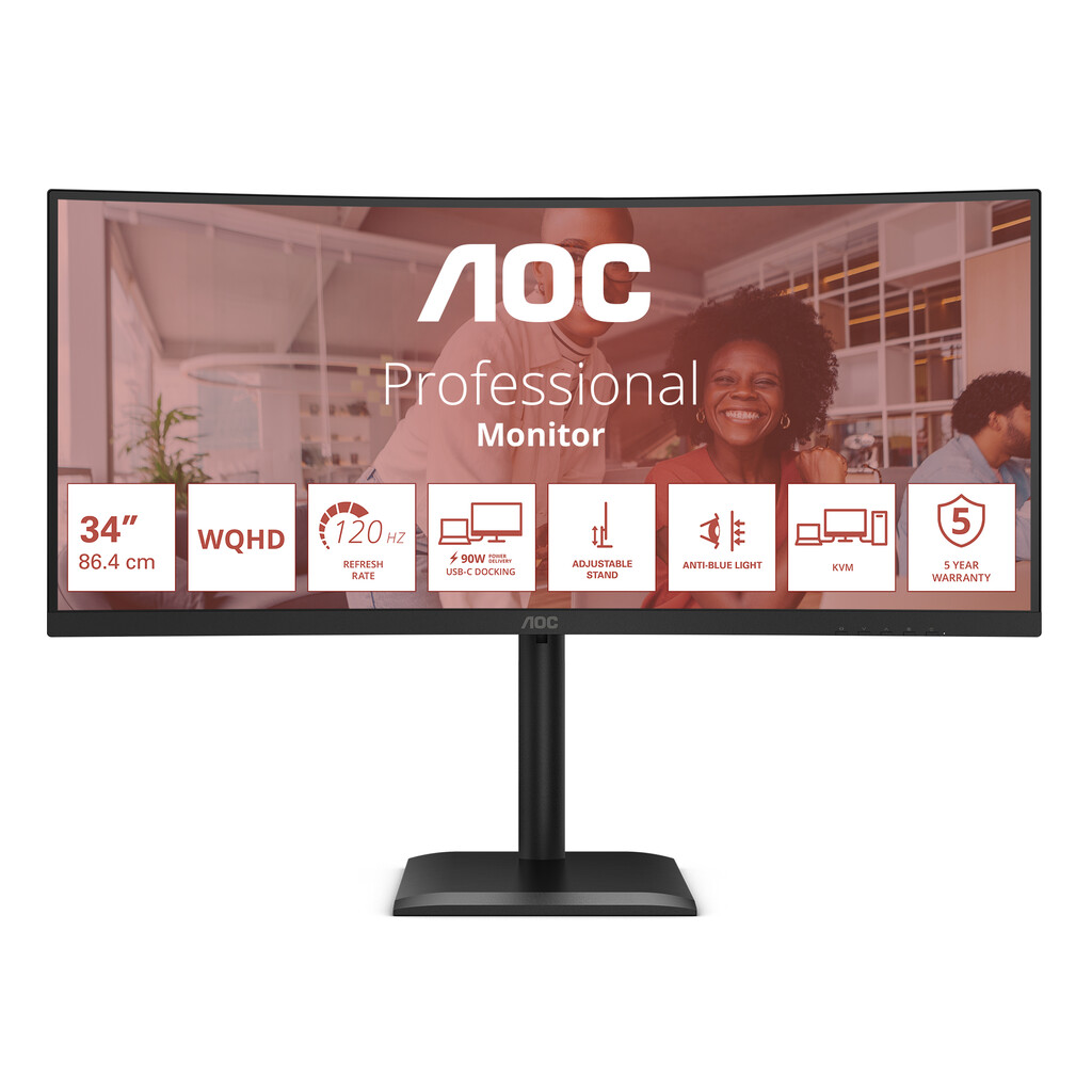 AOC E4 CU34E4CV computer monitor 86,4 cm (34") 3440 x 1440 Pixels UltraWide Quad HD LCD Zwart - Afbeelding 18