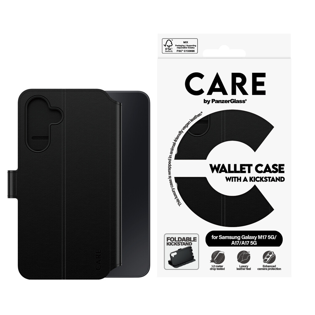 PanzerGlass CARE™ by ® Wallet Case w. Kickstand Samsung Galaxy M17 5G | A17 | A17 5G mobiele telefoon behuizingen Hoes Zwart - Afbeelding 3