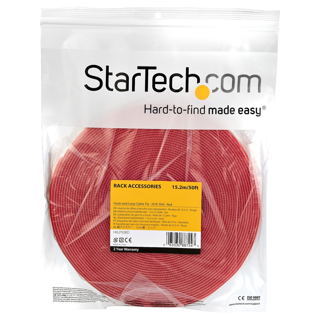 StarTech.com 15m Bulk Rol Klittenband - Op Maat te Knippen Herbruikbare Kabelbinders - Industriële Klitband Tape - Zelfklevend - Afbeelding 2