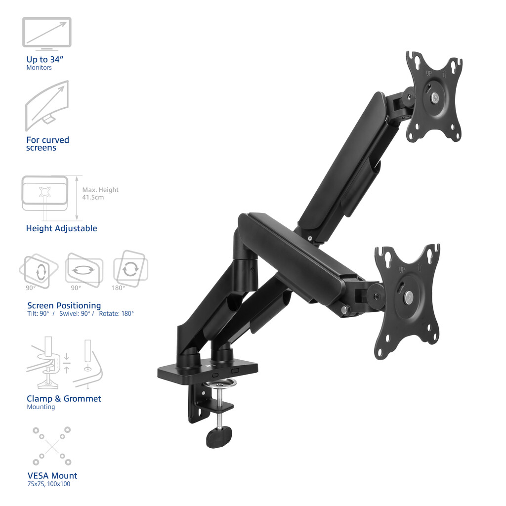 ACT Monitorarm 35", gasveer, 2 monitoren, Essentials - Afbeelding 8