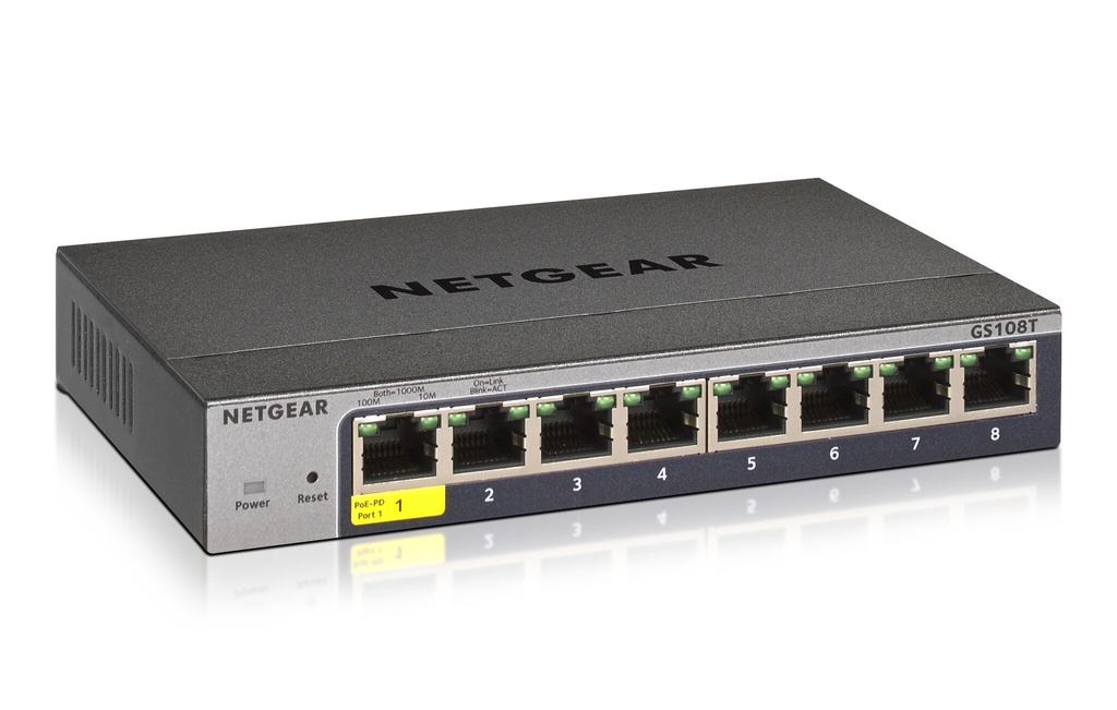 NETGEAR GS108T Managed L2 Gigabit Ethernet (10/100/1000) Grijs