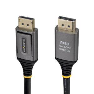 StarTech.com 2m DisplayPort 2.1 Kabel, VESA Gecertificeerde DP80 DisplayPort Kabel, Ongecomprimeerde 10K/8K 60Hz, 16K 60Hz/8K 2
